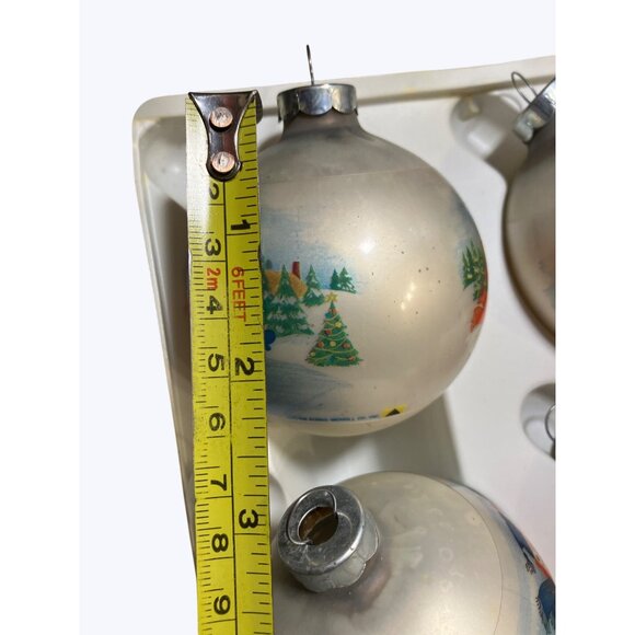Corning Glass Works Christmas Ornaments Set Of 6 With  Winter Scenes - Picture 6 of 13
